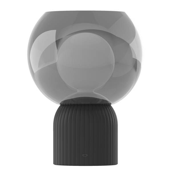 Akku-Tischleuchte VISOR - Glas / Eisen - Schwarz