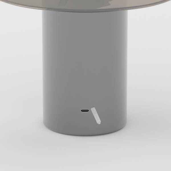 Akku-Tischleuchte LASSI - Rauchglas / Eisen - Grau / Silber