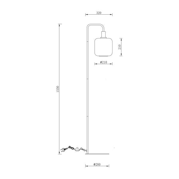 Stehleuchte MOME Typ A - Rauchglas / Eisen - 1-flammig