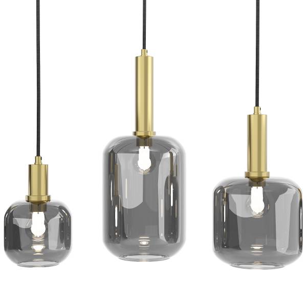 Pendelleuchte MOME 5-flammig - Rauchglas / Eisen