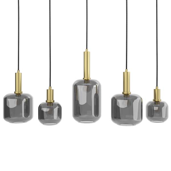Pendelleuchte MOME 5-flammig - Rauchglas / Eisen