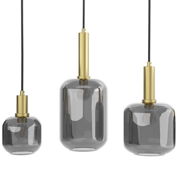 Pendelleuchte MOME 5-flammig - Rauchglas / Eisen