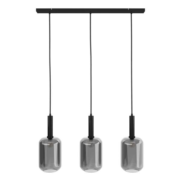 Pendelleuchte MOME 3-flammig - Rauchglas / Eisen