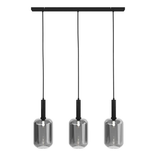 Pendelleuchte MOME 3-flammig - Rauchglas / Eisen