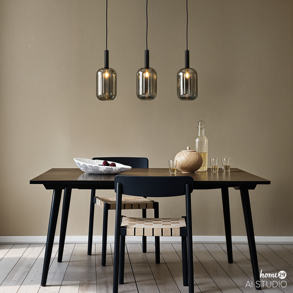 Pendelleuchte MOME 3-flammig - Rauchglas / Eisen