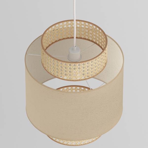Pendelleuchte KOLEK - Leinen / Rattan - 1-flammig