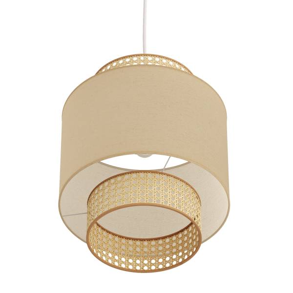 Pendelleuchte KOLEK - Leinen / Rattan - 1-flammig