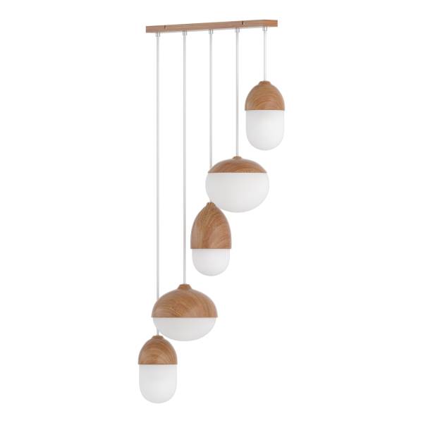 Pendelleuchte MENTY Typ C - Opalglas / Eisen - 5-flammig