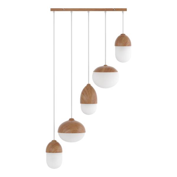 Pendelleuchte MENTY Typ C - Opalglas / Eisen - 5-flammig