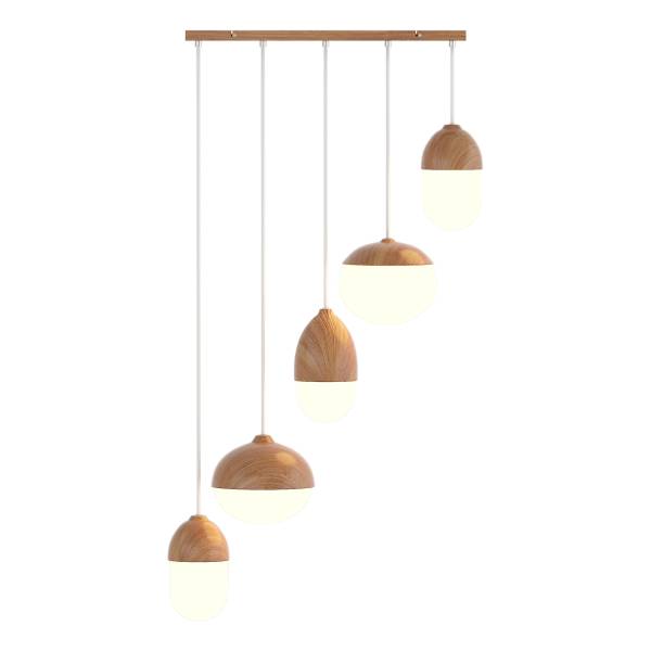 Pendelleuchte MENTY Typ C - Opalglas / Eisen - 5-flammig