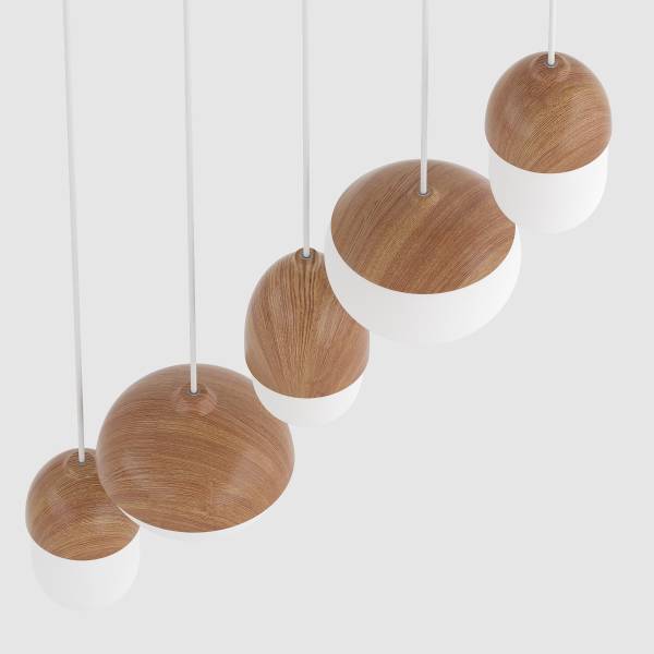 Pendelleuchte MENTY Typ C - Opalglas / Eisen - 5-flammig