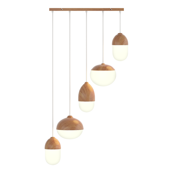 Pendelleuchte MENTY Typ C - Opalglas / Eisen - 5-flammig