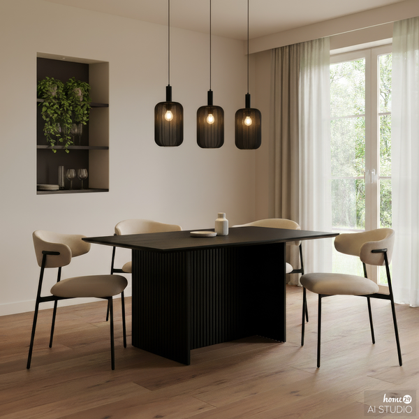 Pendelleuchte ONI - Nylon / Eisen - 3-flammig - Schwarz