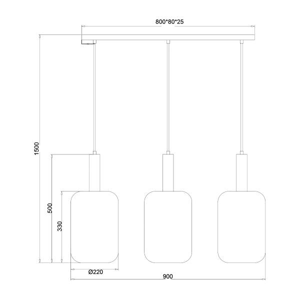 Pendelleuchte ONI - Nylon / Eisen - 3-flammig - Beige
