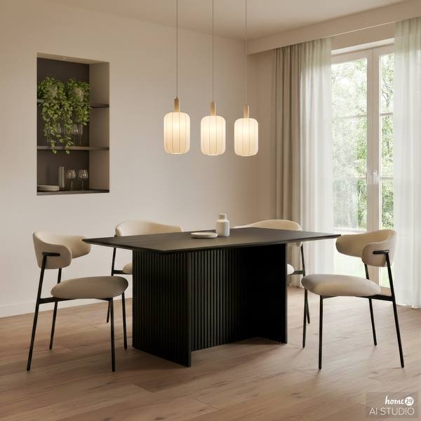 Pendelleuchte ONI - Nylon / Eisen - 3-flammig - Beige