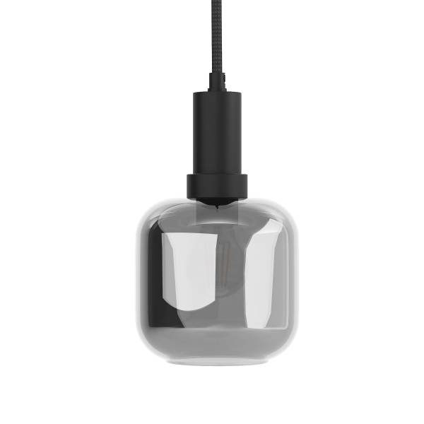Pendelleuchte MOME 1-flammig - Rauchglas / Eisen - Schwarz