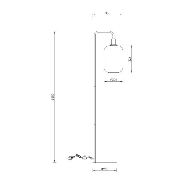 Stehleuchte MOME Typ B - Rauchglas / Eisen - 1-flammig