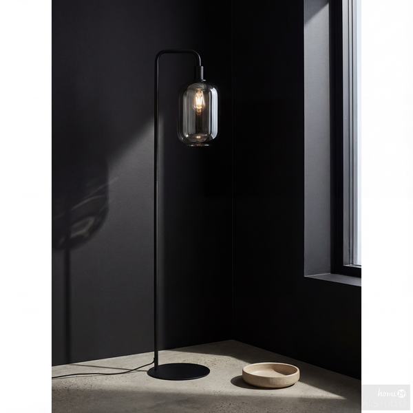 Stehleuchte MOME Typ B - Rauchglas / Eisen - 1-flammig