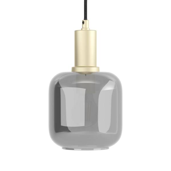 Pendelleuchte MOME 1-flammig - Rauchglas / Eisen - Messing