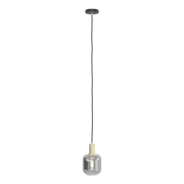 Pendelleuchte MOME 1-flammig - Rauchglas / Eisen - Messing