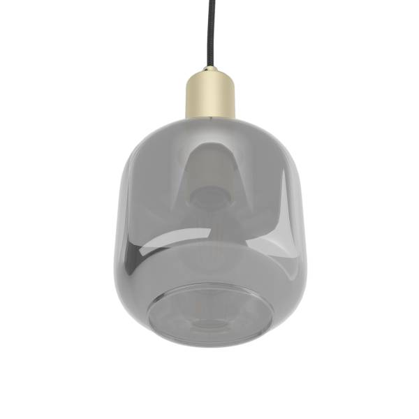 Pendelleuchte MOME 1-flammig - Rauchglas / Eisen - Messing