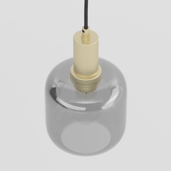 Pendelleuchte MOME 1-flammig - Rauchglas / Eisen - Messing