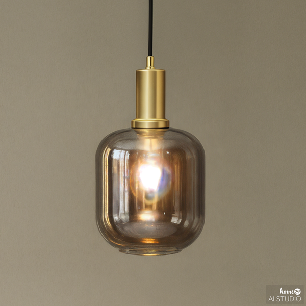 Pendelleuchte MOME 1-flammig - Rauchglas / Eisen - Messing