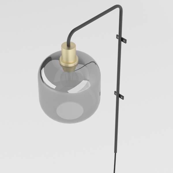 Wandleuchte MOME - Rauchglas / Eisen - 1-flammig - Höhe: 70 cm