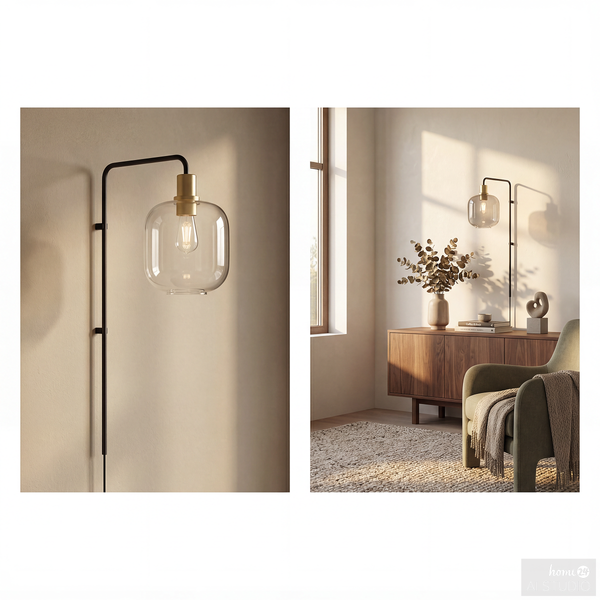 Wandleuchte MOME - Rauchglas / Eisen - 1-flammig - Höhe: 70 cm