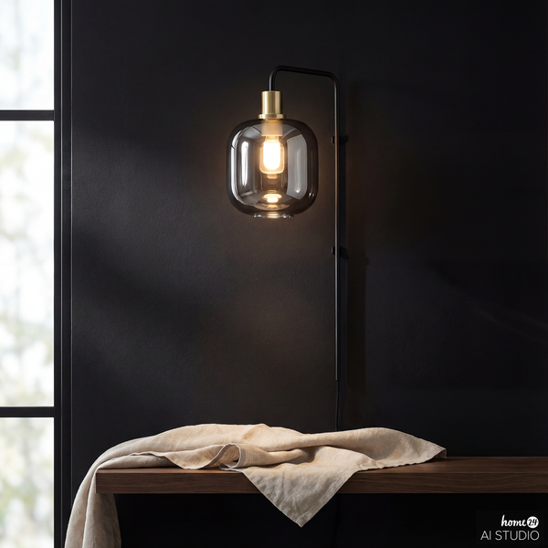Wandleuchte MOME - Rauchglas / Eisen - 1-flammig - Höhe: 70 cm