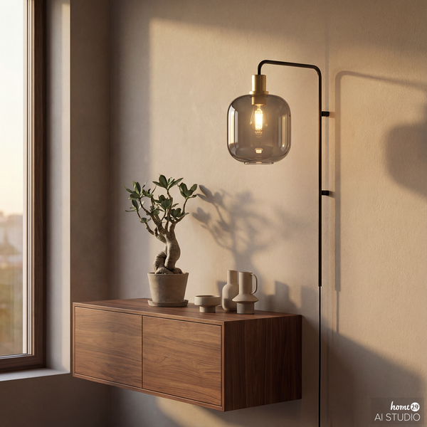 Wandleuchte MOME - Rauchglas / Eisen - 1-flammig - Höhe: 70 cm