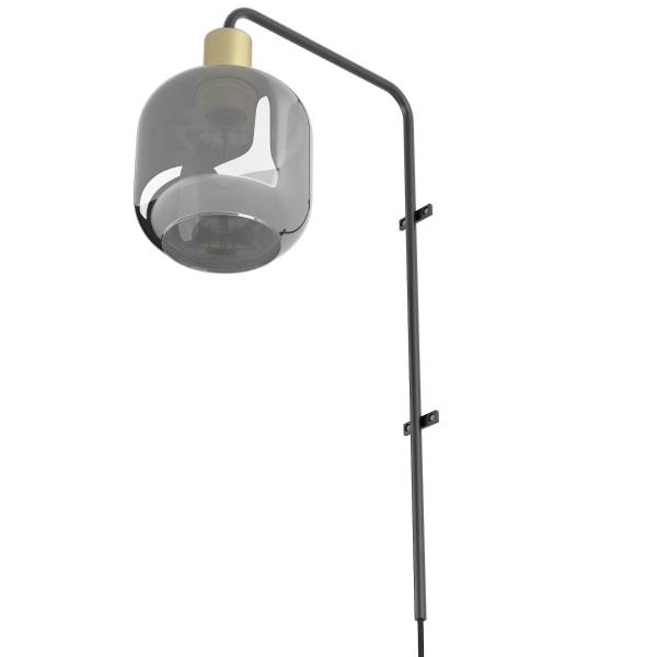 Wandleuchte MOME - Rauchglas / Eisen - 1-flammig - Höhe: 57 cm