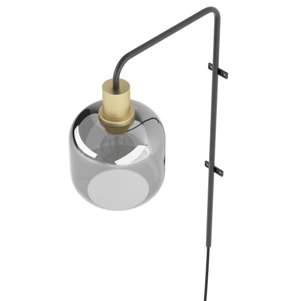 Wandleuchte MOME - Rauchglas / Eisen - 1-flammig - Höhe: 57 cm