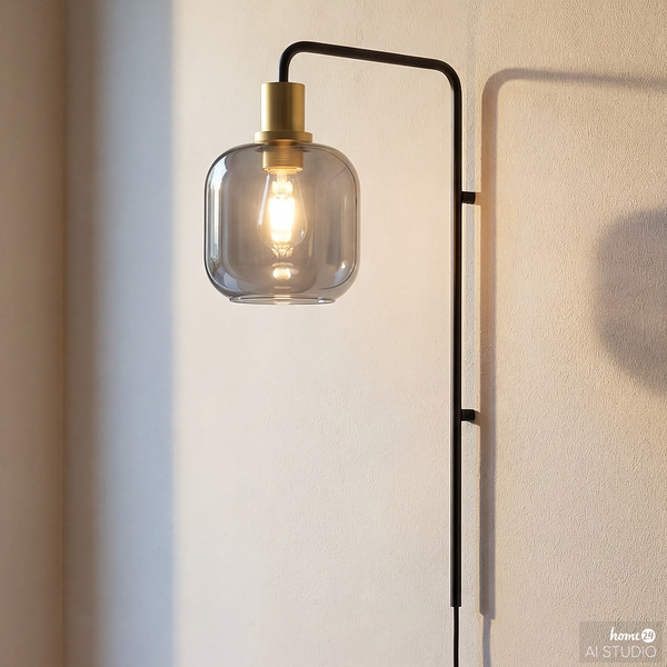 Wandleuchte MOME - Rauchglas / Eisen - 1-flammig - Höhe: 57 cm