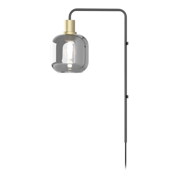 Wandleuchte MOME - Rauchglas / Eisen - 1-flammig - Höhe: 57 cm