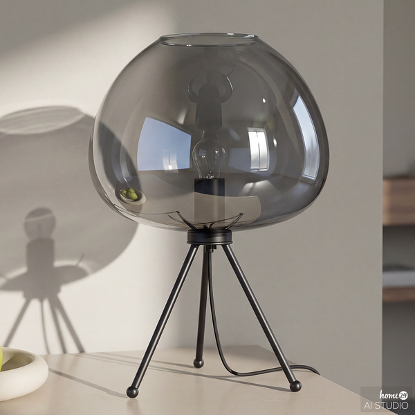 Tischleuchte ARA - Rauchglas / Eisen - 1-flammig