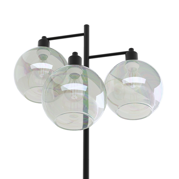 Stehleuchte PENSI - Glas / Eisen - 3-flammig - Schwarz