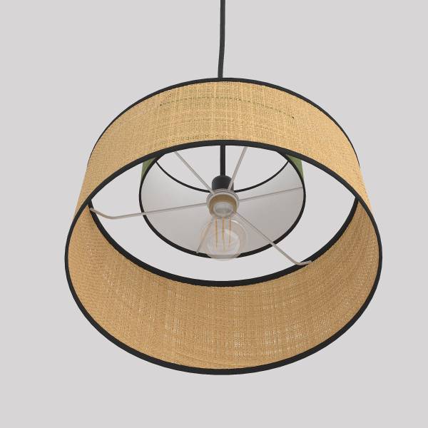 Pendelleuchte OKO Typ A - Rattan / Textil - 1-flammig