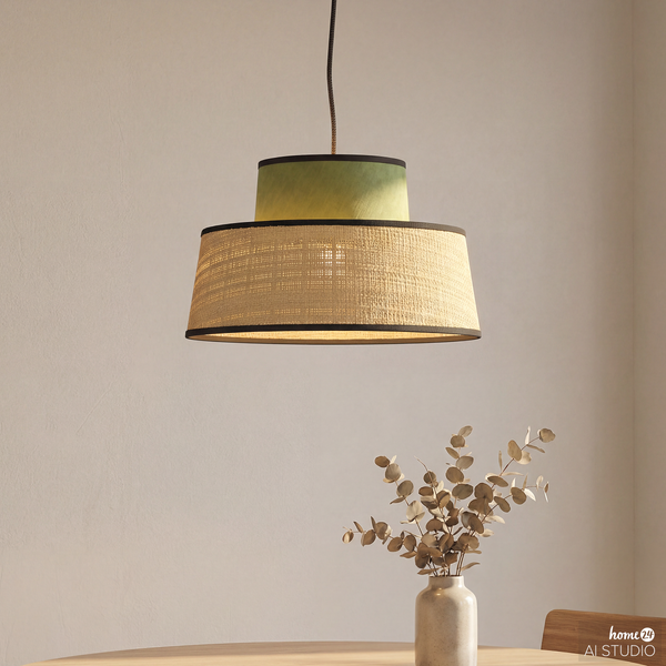 Pendelleuchte OKO Typ A - Rattan / Textil - 1-flammig