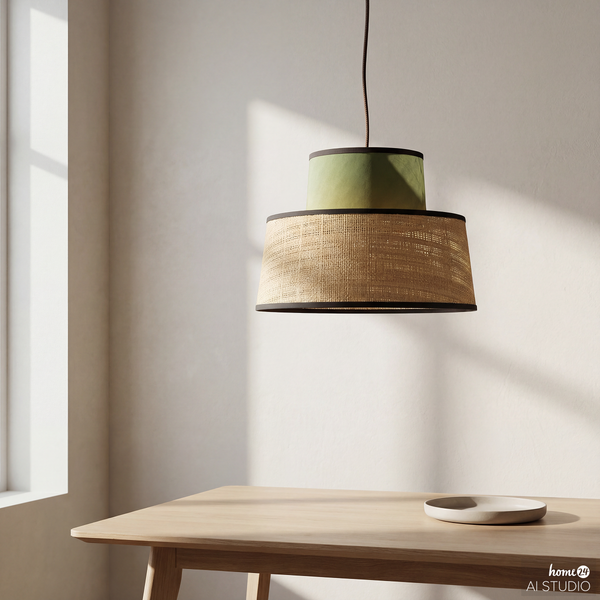 Pendelleuchte OKO Typ A - Rattan / Textil - 1-flammig
