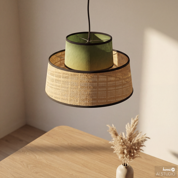 Pendelleuchte OKO Typ A - Rattan / Textil - 1-flammig