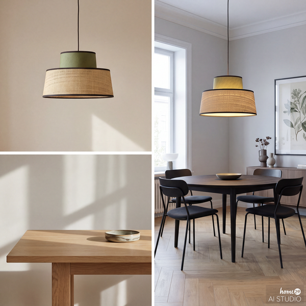 Pendelleuchte OKO Typ A - Rattan / Textil - 1-flammig