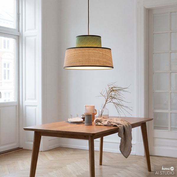 Pendelleuchte OKO Typ A - Rattan / Textil - 1-flammig