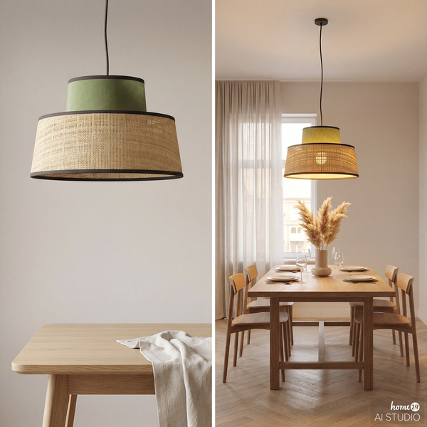 Pendelleuchte OKO Typ A - Rattan / Textil - 1-flammig
