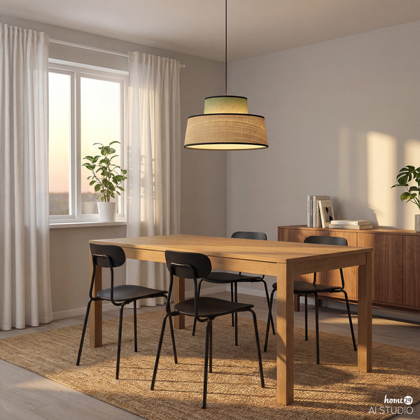 Pendelleuchte OKO Typ A - Rattan / Textil - 1-flammig