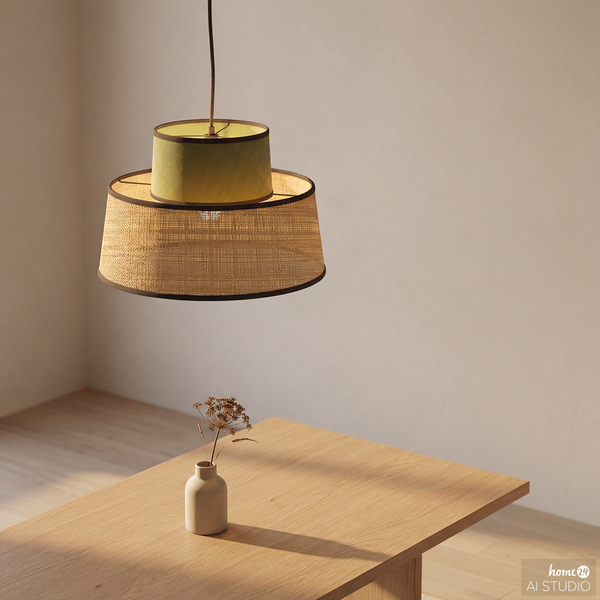 Pendelleuchte OKO Typ A - Rattan / Textil - 1-flammig