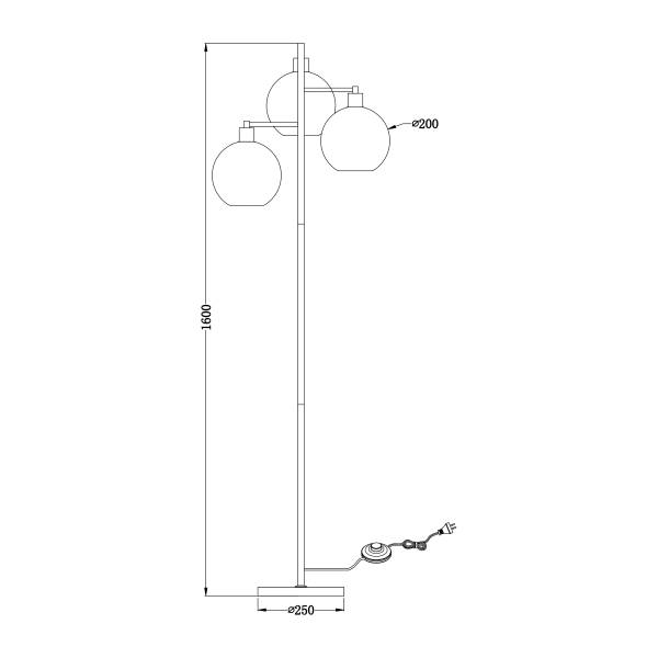 Stehleuchte PENSI - Glas / Eisen - 3-flammig - Braun