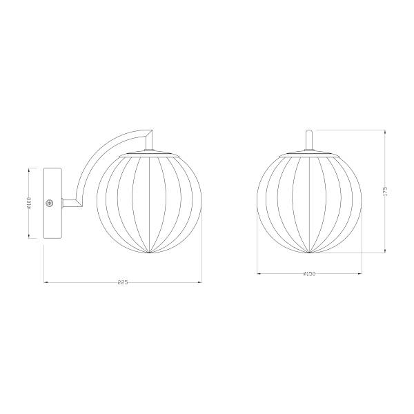 Wandleuchte CARTY - Glas / Eisen - 1-flammig - Grau