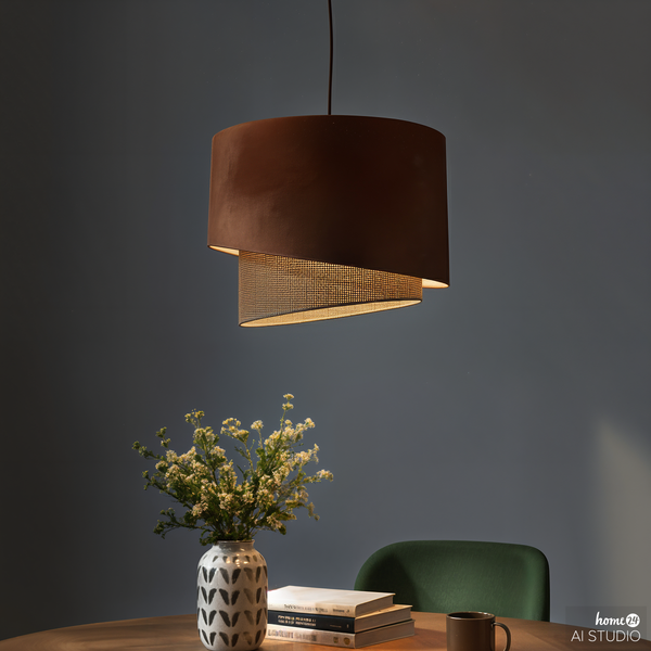 Pendelleuchte OKO Typ B - Textil / Rattan - 1-flammig