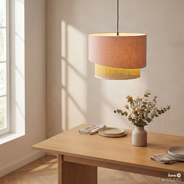 Pendelleuchte OKO Typ B - Textil / Rattan - 1-flammig